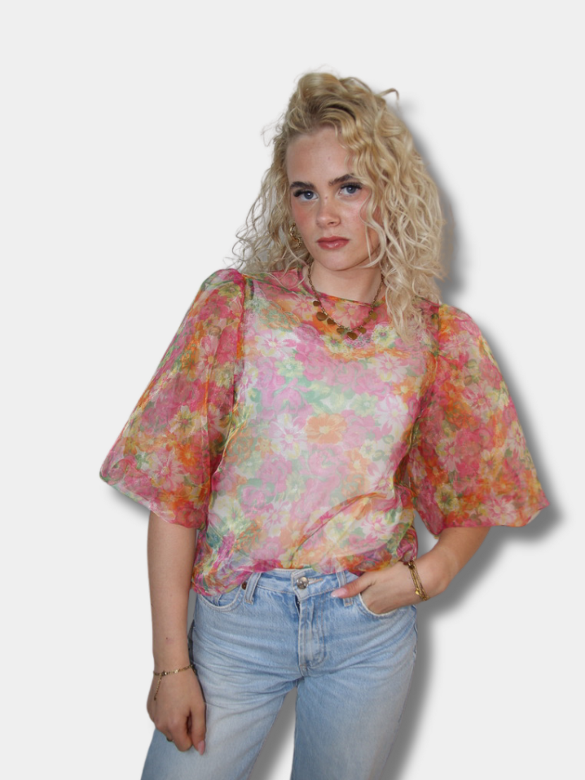 Jardin fleuri blouse pink
